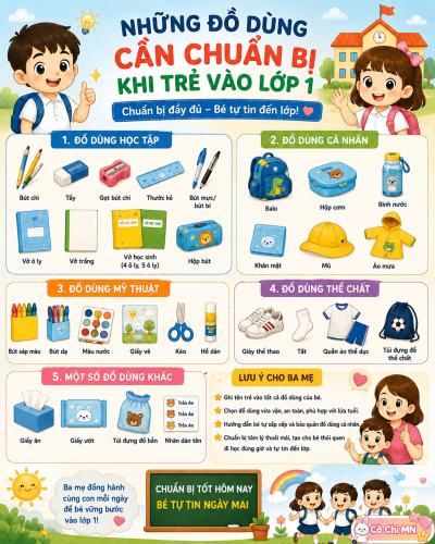 NHỮNG ĐỒ DÙNG CẦN CHUẨN BỊ CHO TRẺ KHI VÀO LỚP 1