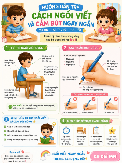 🌈HƯỚNG DẪN TRẺ MẦM NON NGỒI VIẾT VÀ CẤM BÚT ĐÚNG CÁCH