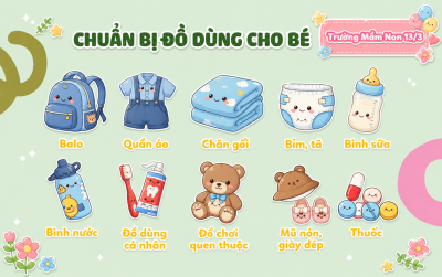Chuẩn bị đồ cho bé đi học mầm non