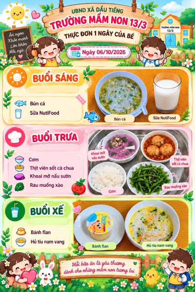 🌷🍚 THỰC ĐƠN ĂN TRONG NGÀY CỦA BÉ TẠI TRƯỜNG MẦM NON 13/3 🍚🌷
