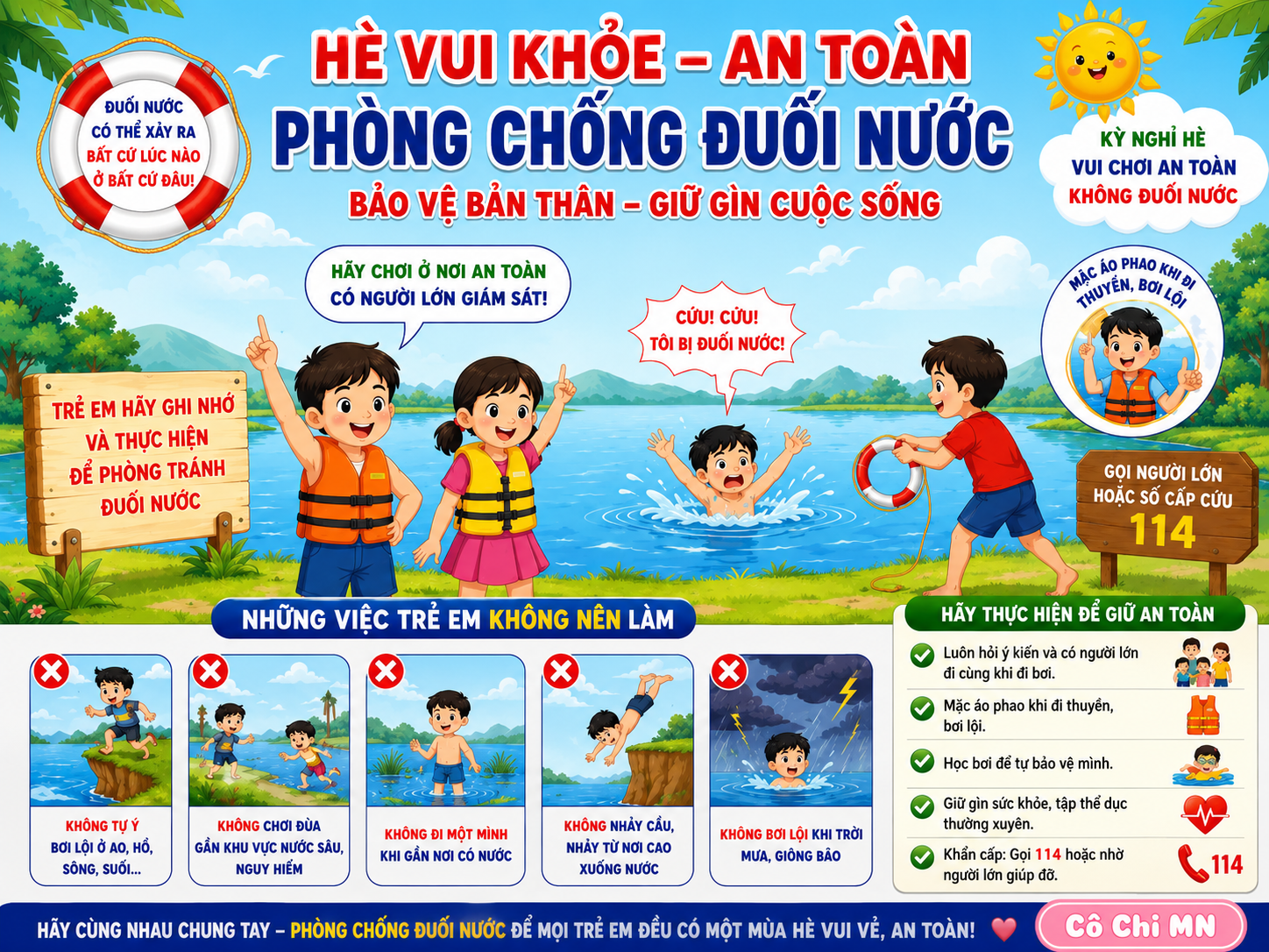 💥Hè vui khỏe – an toàn, phòng chống đuối nước cho trẻ mầm non