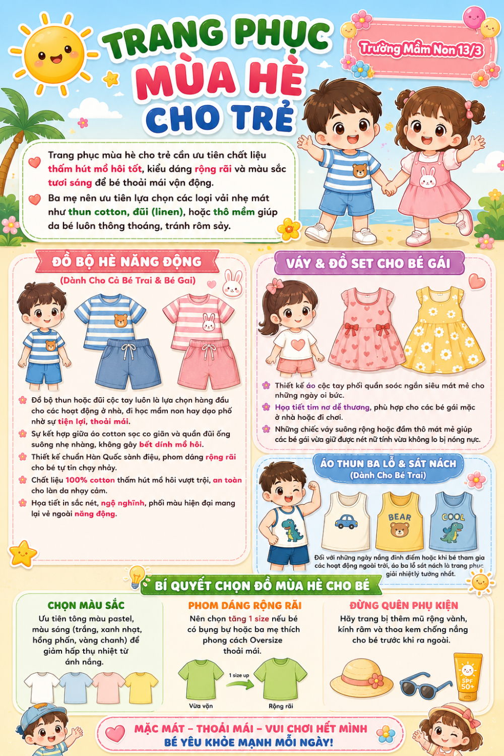 LỰA CHỌN TRANG PHỤC MÙA HÈ CHO TRẺ MẦM NON